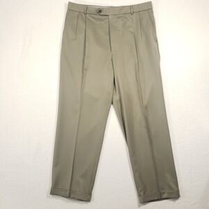 Ballin Comfort-EZE Dress Pants Men 36X30 Taupe Double Pleated Cuffed Classic Fit